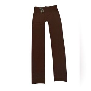 Sofra One Size Brown Seamless High Waist Extra-Wide Banded Ankle Length Leggings